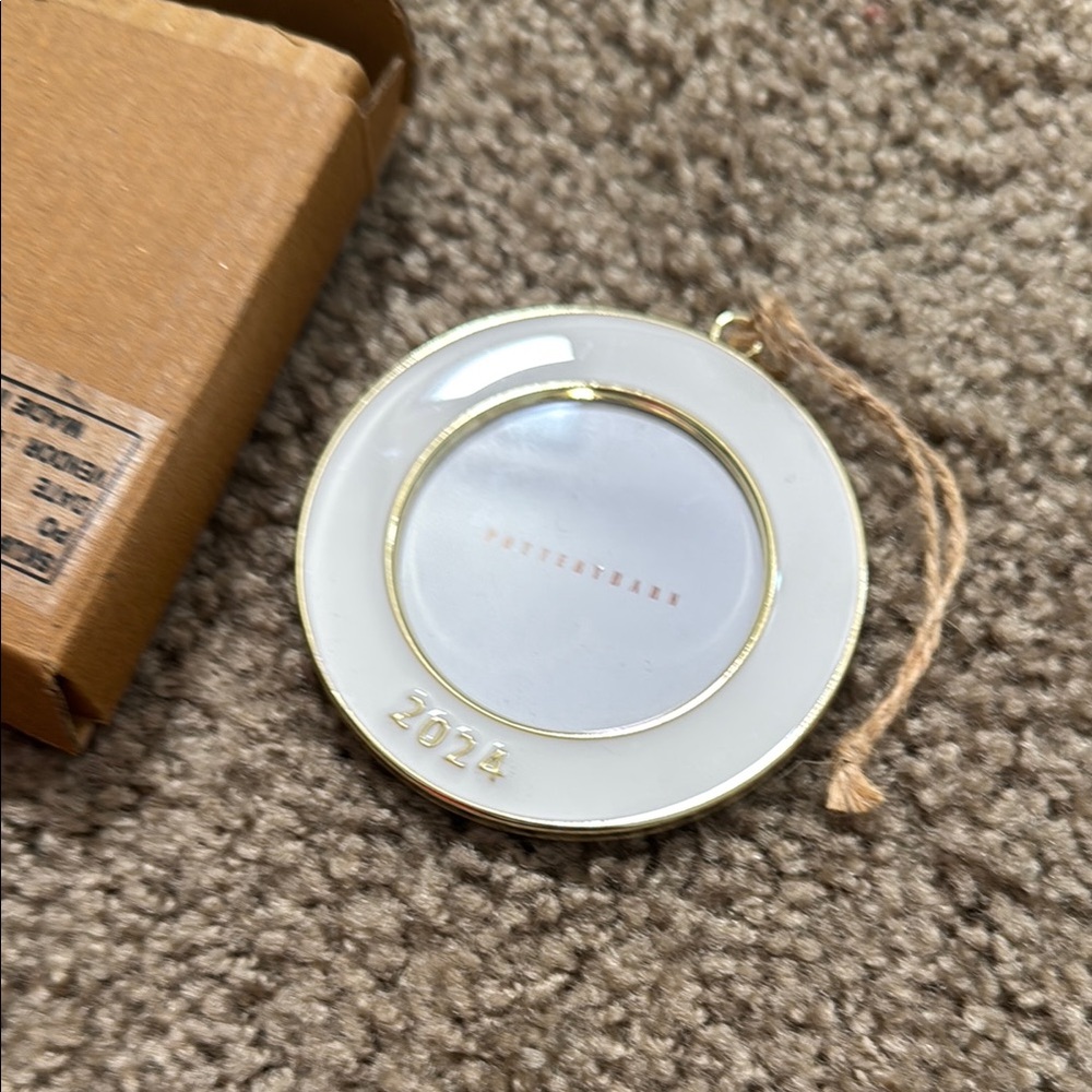 Pottery Barn picture White and Gold 2024 Ornament